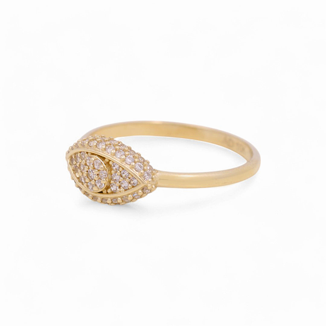 10K Yellow Gold Women's Eye Ring with White Cz / Size: 7 / Weight: 1.5 GR / Y24-1254