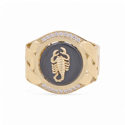 10K Yellow Gold Scorpion Men’s Ring with Onyx Stone / CZ / Size 10 / Weight: 9.1 GR / BPMR0SP