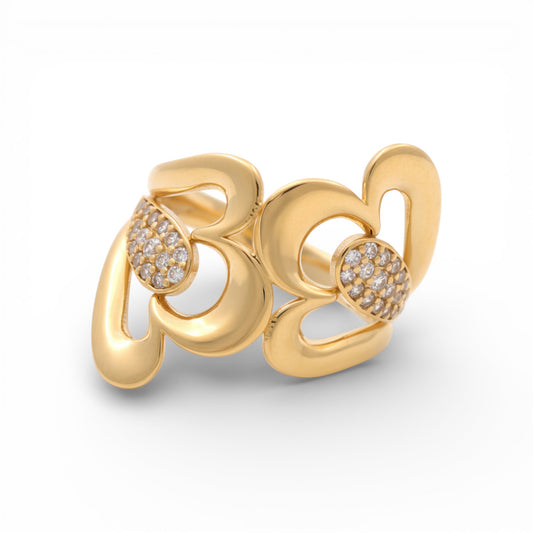 14K Yellow Gold Fashion Women's Ring with Cz / Size: 8 / Weight: 3.6 GR / Y25-287