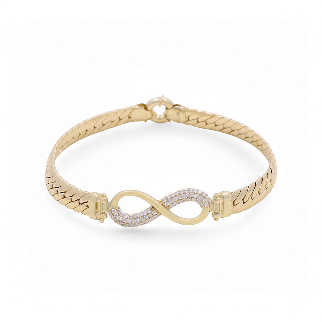 10K Yellow Gold Infinity Women's Bracelet With Cz / Size: 7.5" / Weight: 8.2 GR / DPWB0IF
