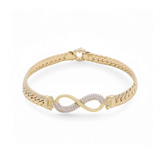 10K Yellow Gold Infinity Women's Bracelet With Cz / Size: 7.5" / Weight: 8.2 GR / DPWB0IF
