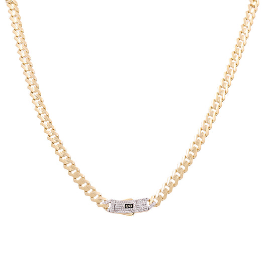 14K Yellow Gold Monaco Edge Chain / Stone: Cz / Size: 6.5mm 18" / Weight: 16gr / 301-61065-6.5mm.18"