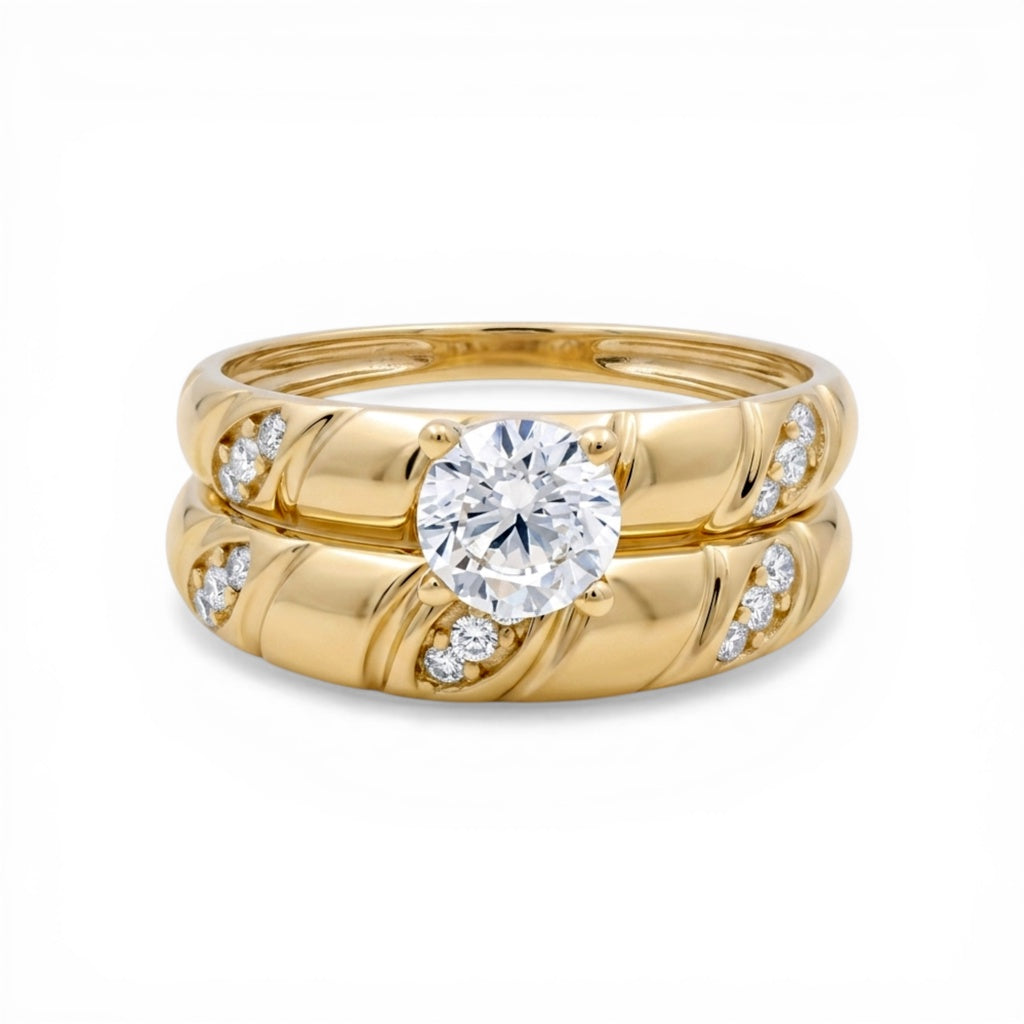 10K Yellow Gold Women’s Bridal Set / Stone: Cz / Size: 8 / Weight: 4 GR / CLBWR0BS-6