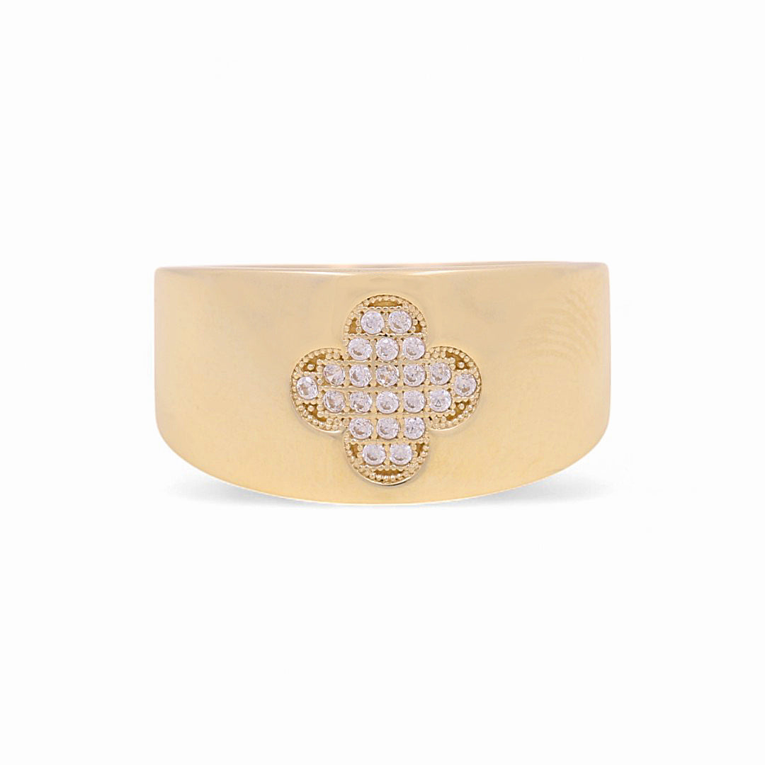 10K Yellow Gold Flower Women's Ring with Cz / Size: 7 / Weight: 2.5 GR / YYZ-5107