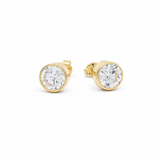 14k Yellow Gold Fashion Stud Earrings with CZ / 6-CH-R-7