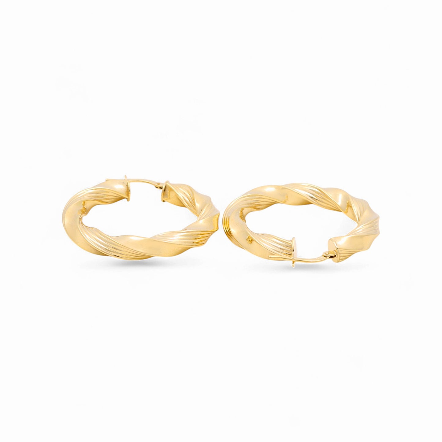 14K Yellow Gold Women's Twist Hoops Earrings / Size: 5mmx25mm / Weight: 4 GR / 240-00662