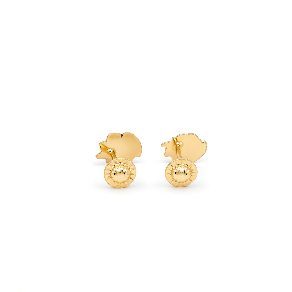 14K Yellow Gold Colorful Unicorn Stud Earrings / 6-367501P