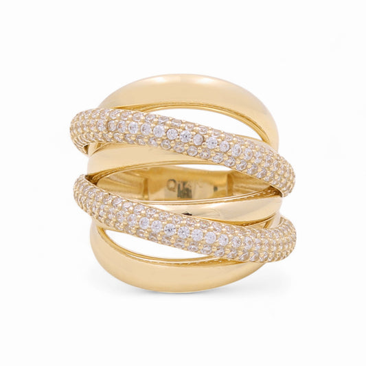 14K Yellow Gold Fashion Women's Ring with Cz / Size: 8.5 / Weight: 6.2 GR / DQWR4FS-22