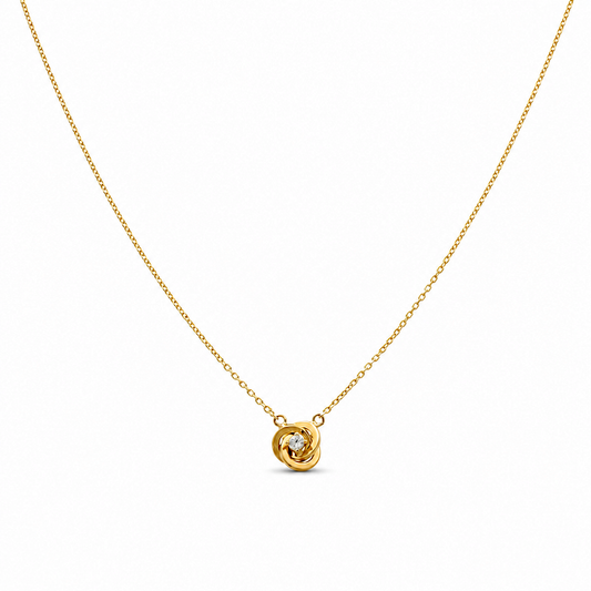 10K Yellow Gold Women's Necklace with Knot and Cz / Size: 17" / Weight: 3 GR / DQNK0KN