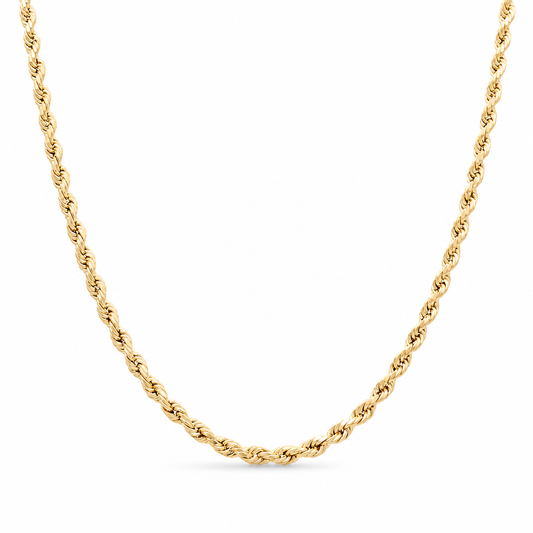 14K Yellow Gold Semisolid Rope Chain / Size: 24" 4mm / Weight: 12.4 GR / 768-20050