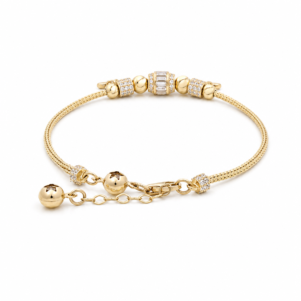 14k Yellow Gold Fashion Women's Bracelet with Cz / Size: 7.5" / Weight: 7.2 GR / CCFWB4FS-18