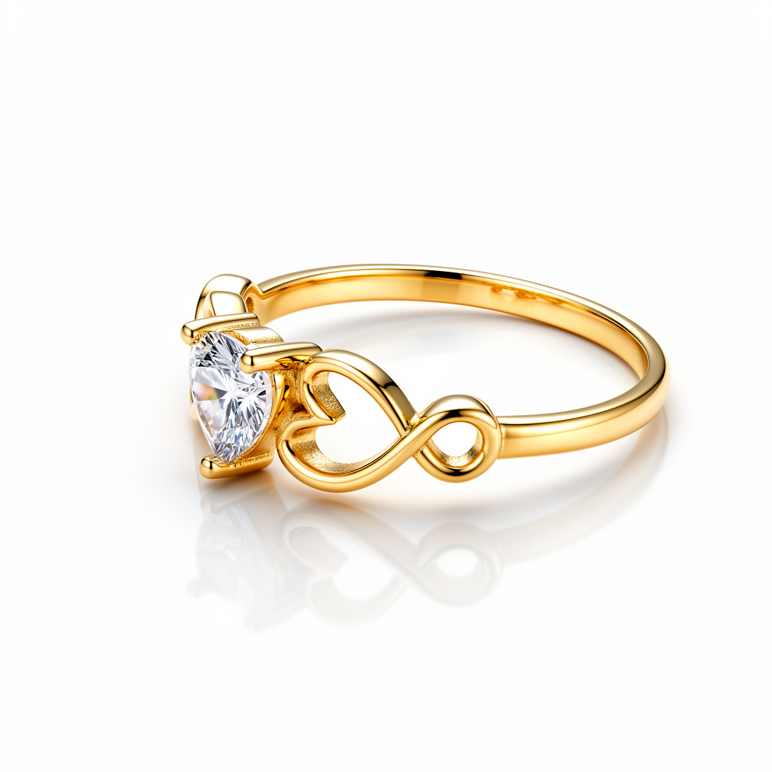 10K Yellow Gold Fashion Hearts Women's Ring with Cz / Size: 7.5 / Weight: 1.7 GR / DQWR0FSHR