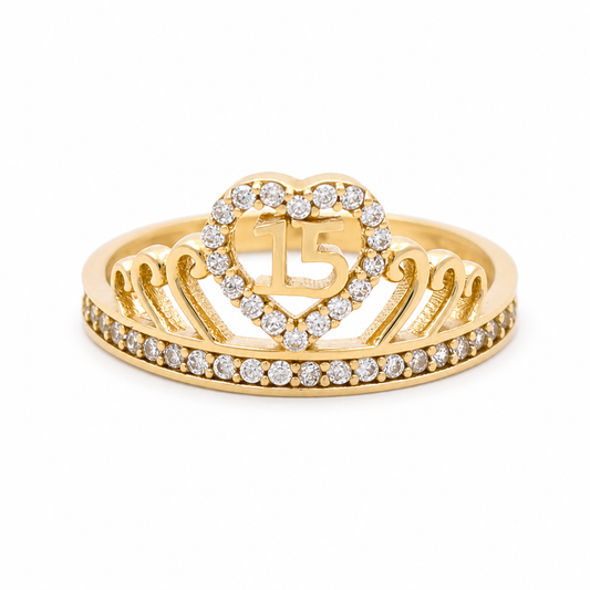 10K Yellow Gold Fashion Crown Quinceañera Women's Ring with Cz / Size: 8.5 / Weight: 2.0 GR / CQWR0FS15