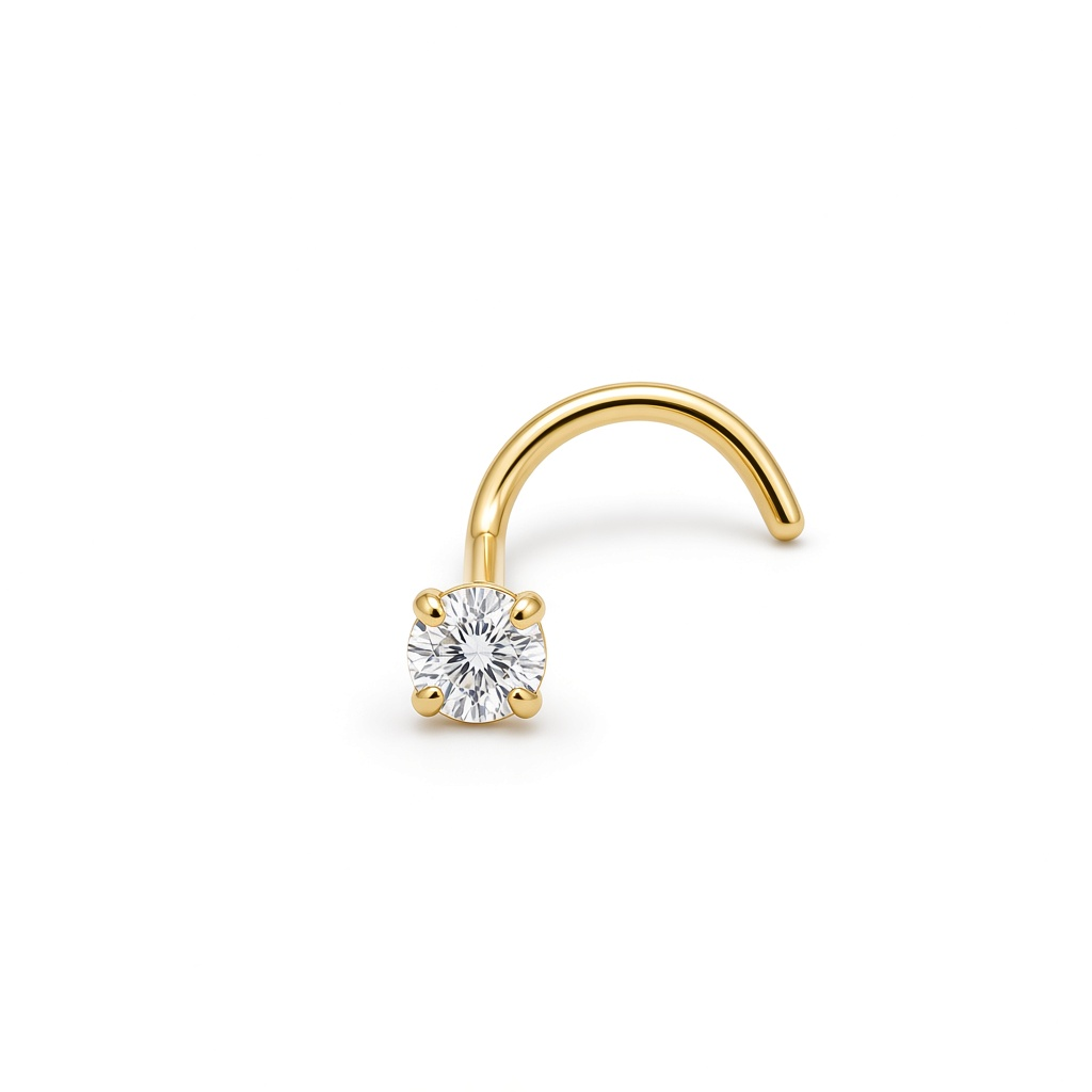 14K Yellow Gold Fashion Small Piercing with Cz Stone / 6-907401KS