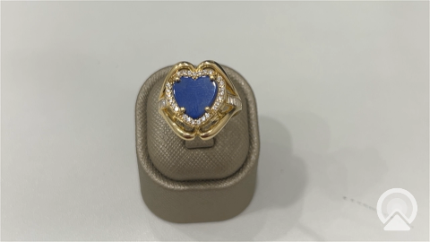 BOWR4HR-7 14k B Cz Weight 4.5gr Royal Blue Heart Women Ring