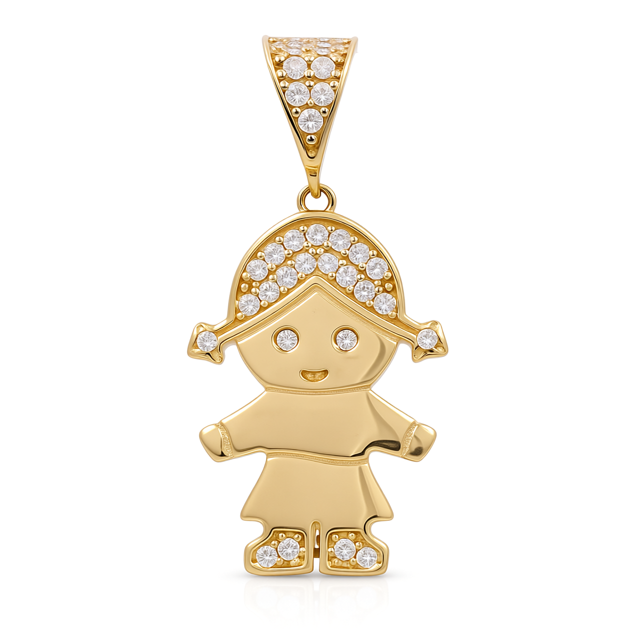 14K Yellow Gold Girl Pendant with Cz / Weight: 1.7 GR / COPD4GR