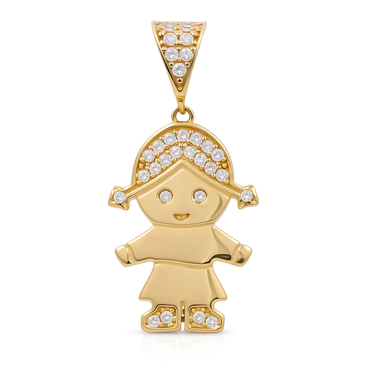 14K Yellow Gold Girl Pendant with Cz / Weight: 1.7 GR / COPD4GR