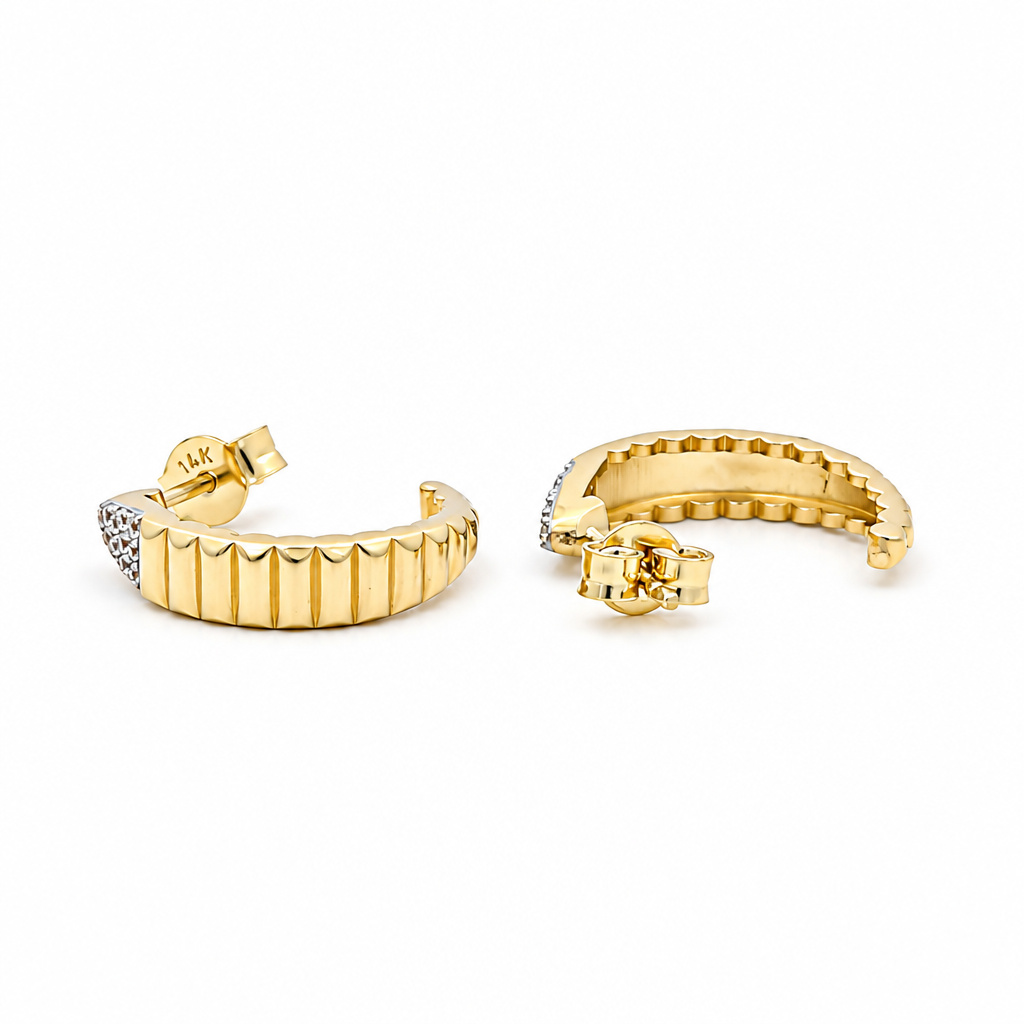 14K Yellow Gold Fashion Women's Hoops Earrings / Weight: 3.3 GR / DQEH4FS-2