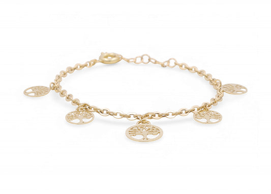 14K Yellow Gold Women's Bracelet with Hanging Trees of Live / Size: 7” / Weight: 4.2 GR / DPWB4TL
