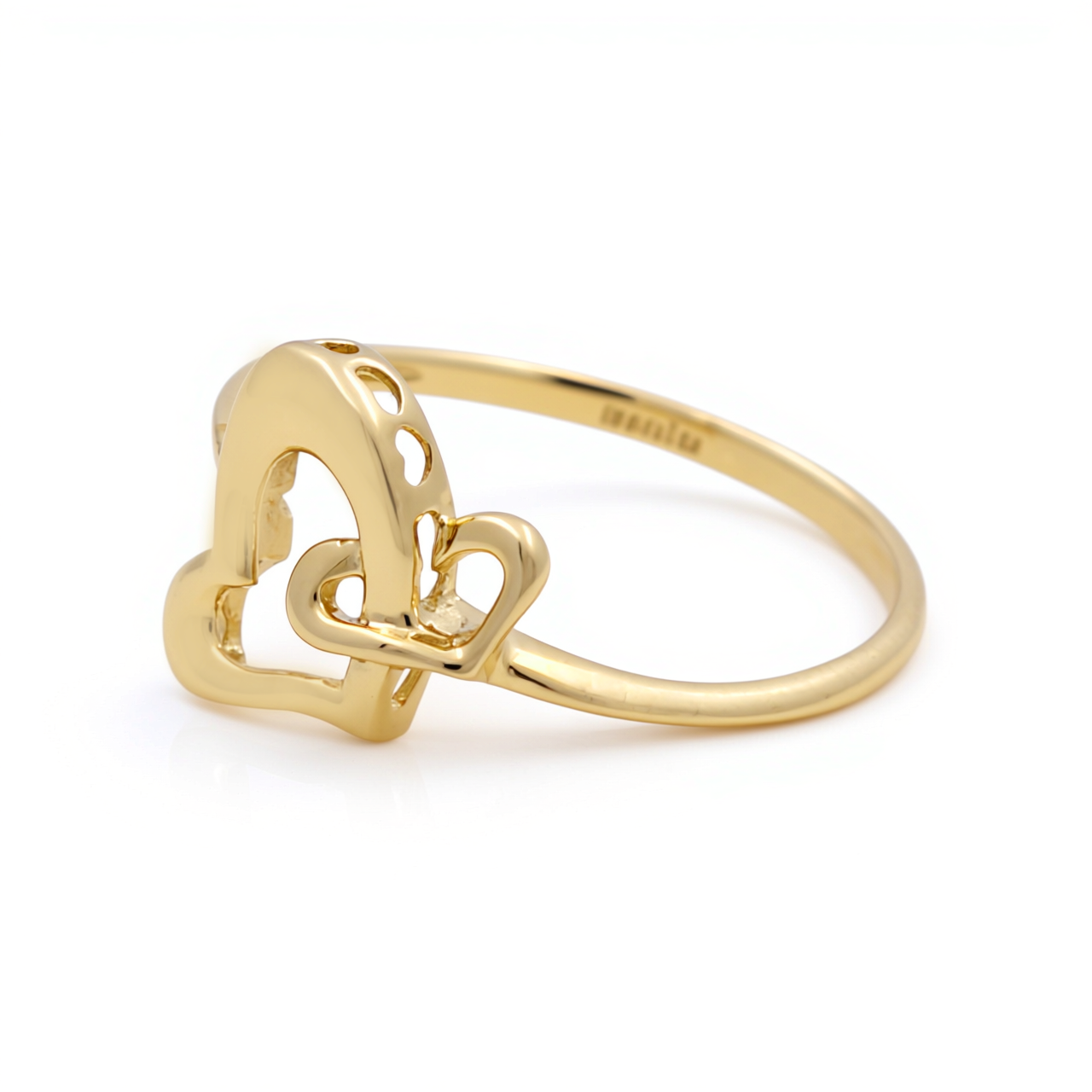 14K Yellow Gold Two Hearts Women's Ring / Size: 7.5 / Weight: 1.6 GR / CEEWR4HR-5