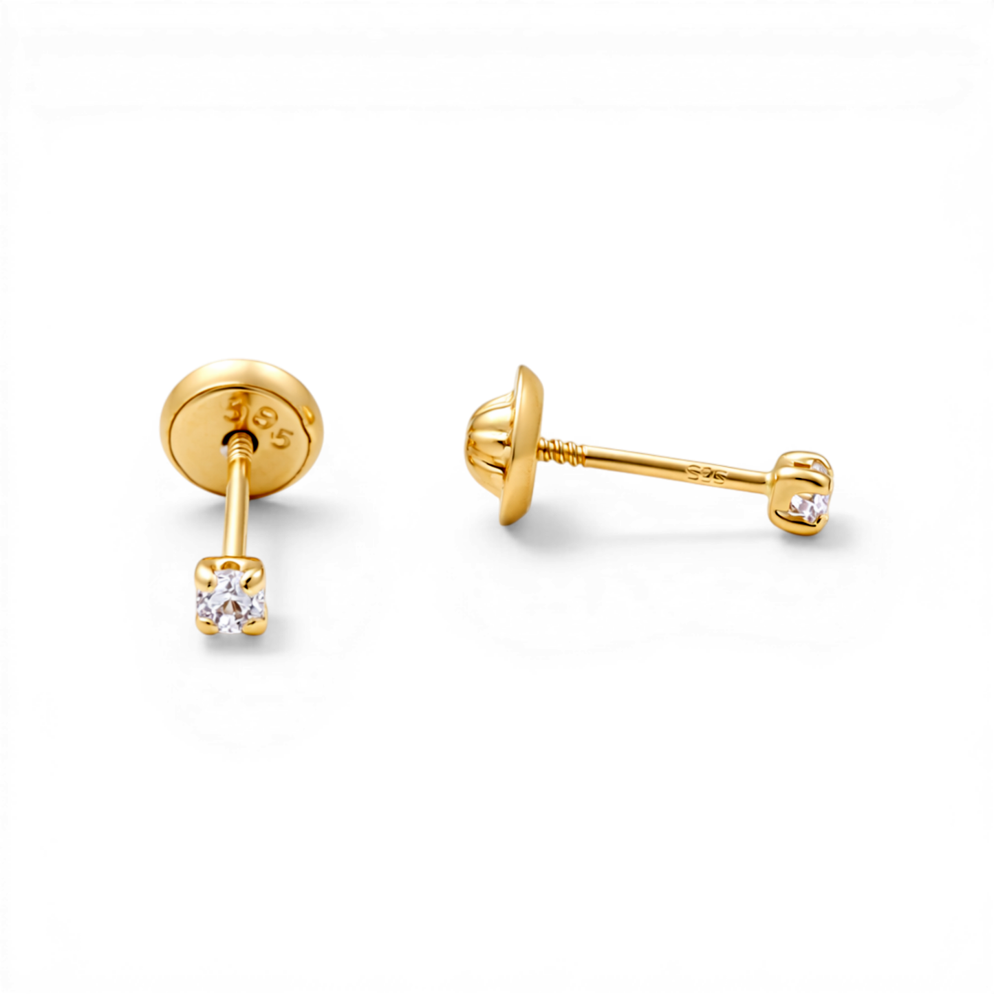 14K Yellow Gold Fashion Stud Earrings with Cz / 6-653501PS