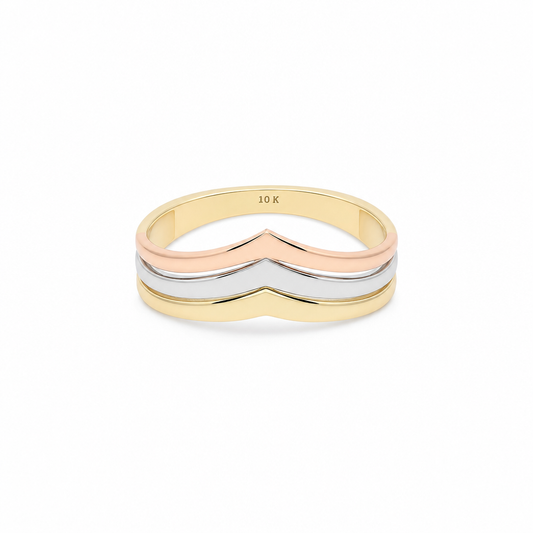 10K Yellow Gold  Fashion Women's Ring 3 Tone / Size: 9 / Weight: 1.8 GR  DQWR3T0FS
