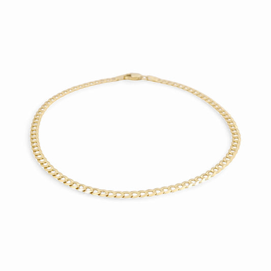 10K Yellow Gold Flat Curb Anklet Bracelet / Size: 2.5mm 10" / Weight: 2.6 GR / FCCSAB0CB2.5-10