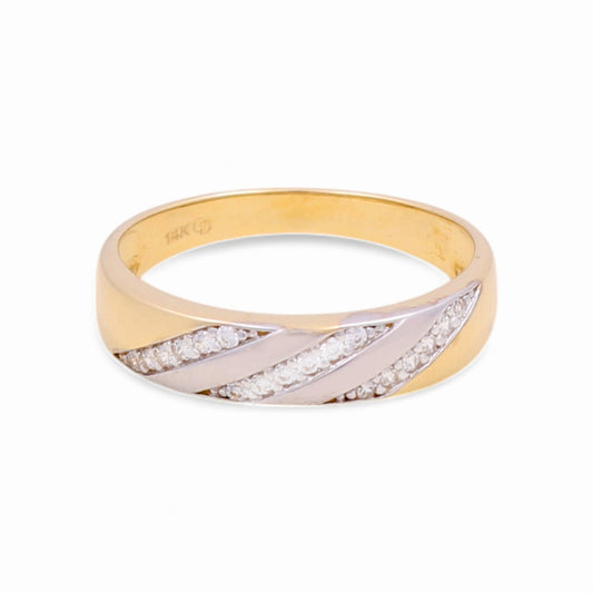 14K Yellow and White Gold Men’s Wedding Band / Stone: Cz / Size:10 / Weight: 3.1 GR / KEEMWBTT4BS-8