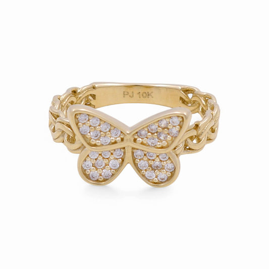 10K Yellow Gold Butterfly Women's Ring with CZ / Size: 7.5 / Weight: 3.3 GR / DPWR0BF