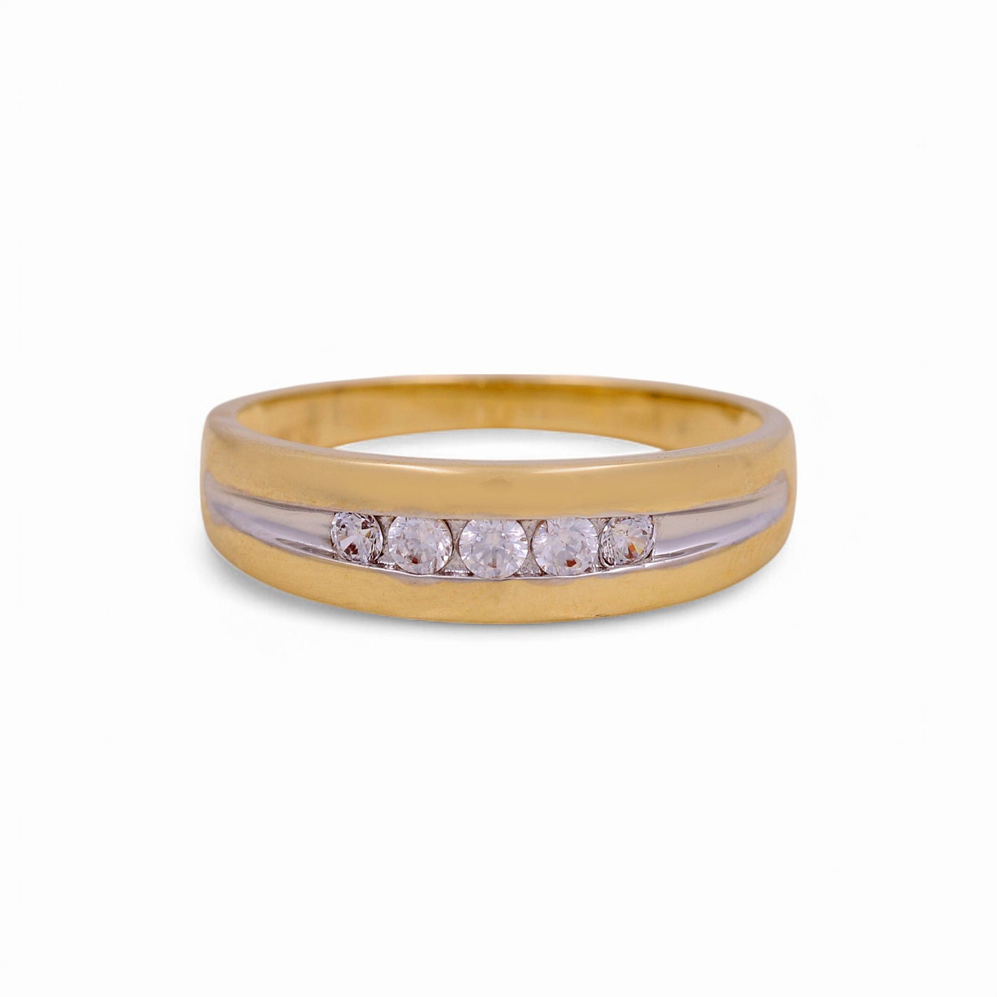 14K Yellow and White Gold Men’s Wedding Band / Stone: Cz / Size: 10 / Weight: 3.2 GR / KEEMWBTT4BS-1