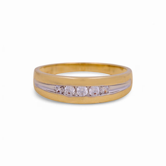 14K Yellow and White Gold Men’s Wedding Band / Stone: Cz / Size: 10 / Weight: 3.2 GR / KEEMWBTT4BS-1