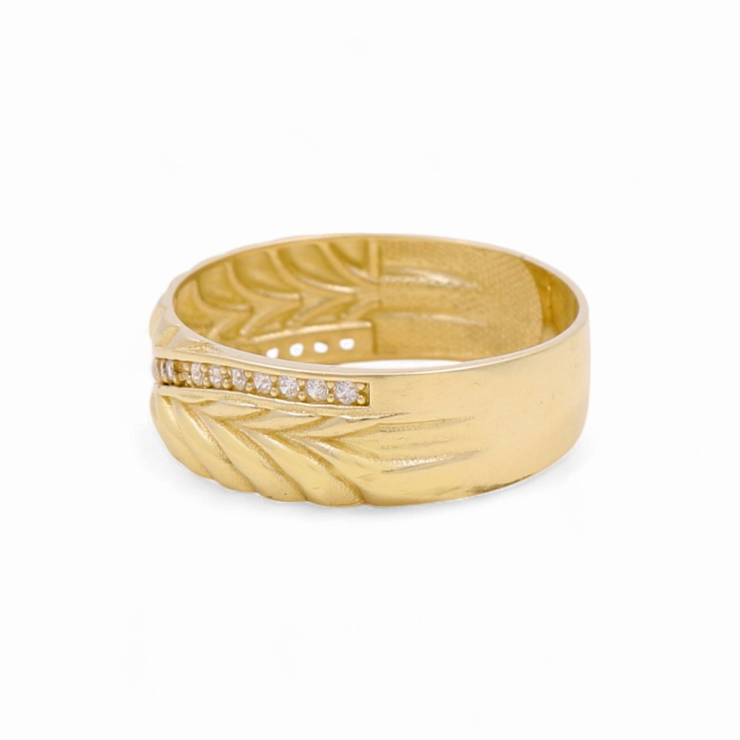 14K Yellow Gold Men’s Wedding Band / Stone: Cz / Size: 10.5 / Weight: 3.2 GR / CEEMWB4BS-18