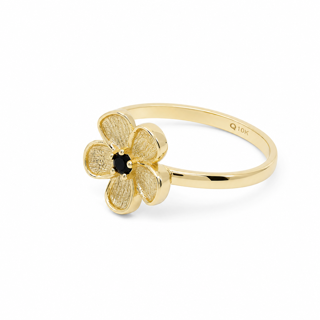 10K Yellow Gold  Fashion Flower Women Ring with Cz / Size 7 / Weight: 1.7 GR / DQWR0FS-125
