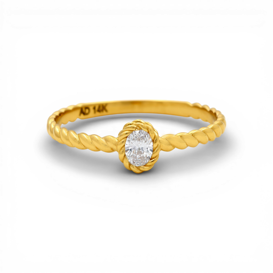 14K Yellow Gold Fashion Women's Ring with White Cz / Size: 7.75 / Weight: 1.1GR / Y24-1278
