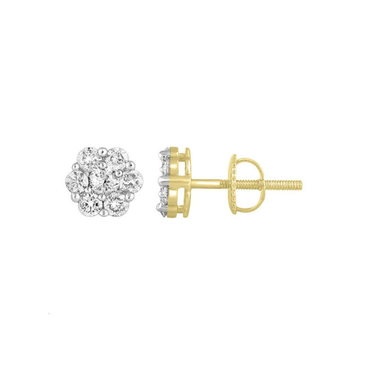 10K Yellow Gold Woman's Diamond Flower Stud Earrings / Stone: 0.25CT / 83591Y