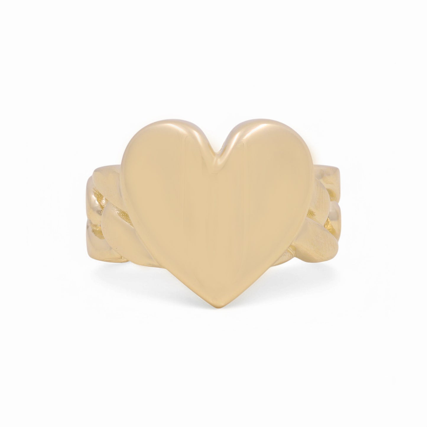 14K Yellow Gold Women's Fashion Heart Ring /  Size: 7  / DOWR4HR-2