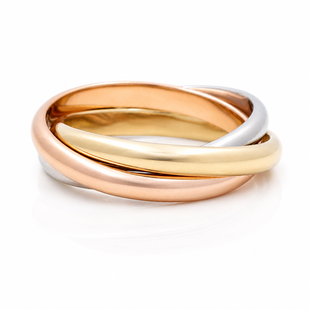 14K Yellow, White and Rose Gold Triple Women's Ring / Size: 8 / Weight: 4.1 GR / DQWR3T4FS-1