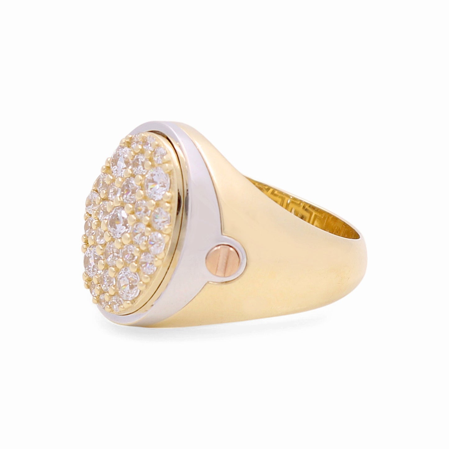 14K Yellow, White and Rose Gold Fashion Men's Ring With Cz / Size: 10.5 / Weight: 6.4 GR / CPMR3T4FS
