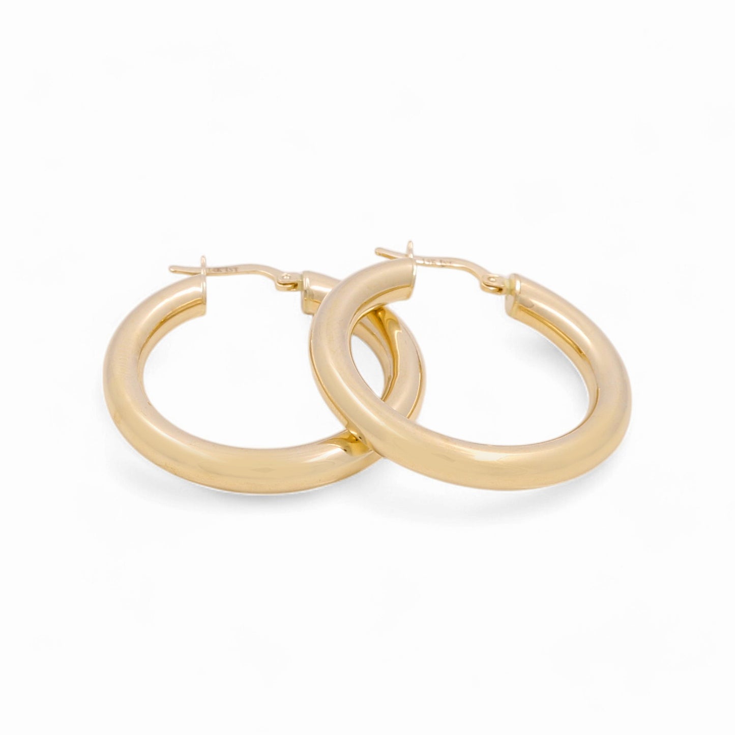 14K Yellow Gold Plane Hoops Earrings / Size: 5mm X 26mm / Weight: 4.8 GR / KOEH4PL5x26