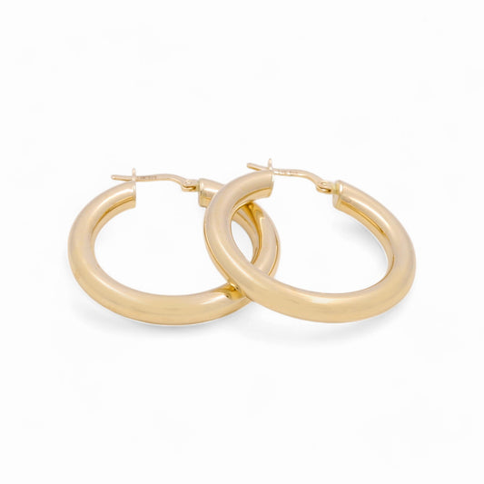 14K Yellow Gold Plane Hoops Earrings / Size: 5mm X 26mm / Weight: 4.8 GR / KOEH4PL5x26