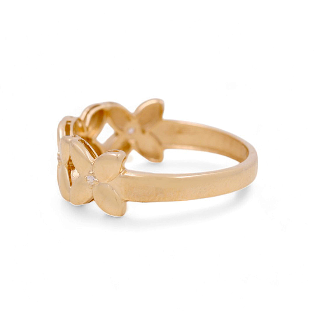 14K Yellow Gold Woman’s Flower Ring / Stone: CZ / Size: 6.5 / Weight: 2.4GR / IEEWR4FL