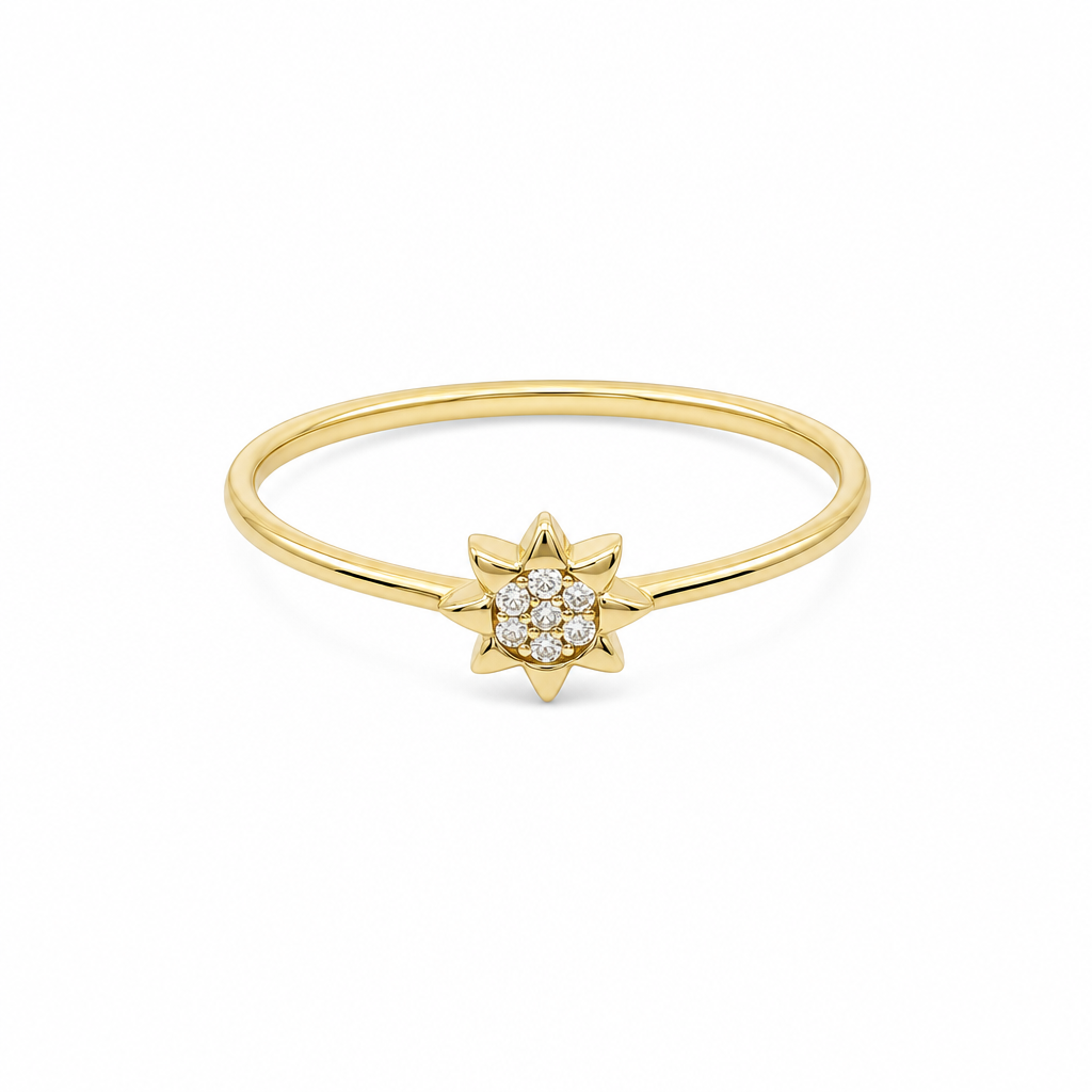 10K Yellow Gold Sun Women's Ring / Size: 8 / Weight: 0.8 GR / DQWR0SN