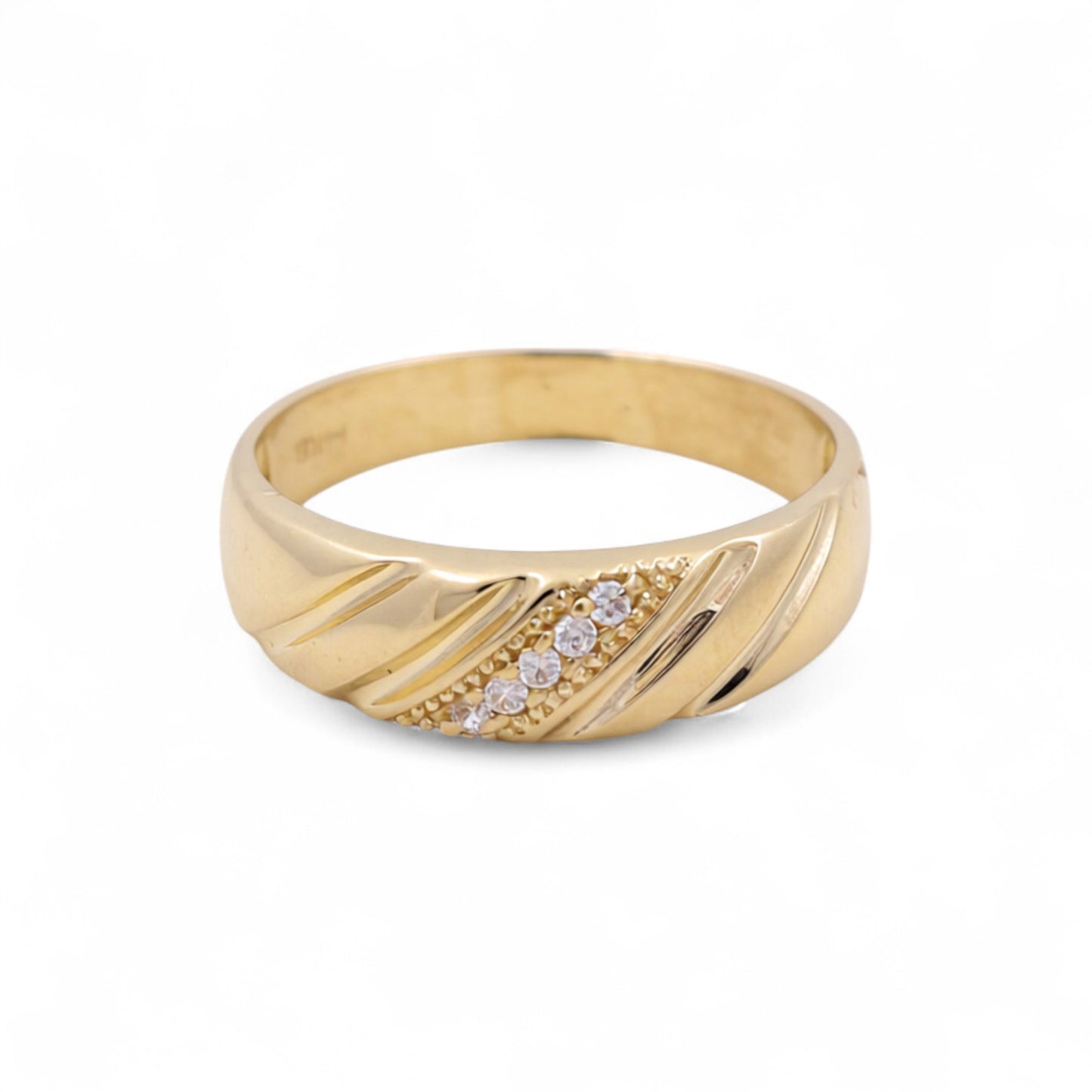 14K Yellow Gold Men’s Wedding Band / Stone: Cz / Size: 10.5 / Weight: 3.9 GR / DEEMWB4BS-11