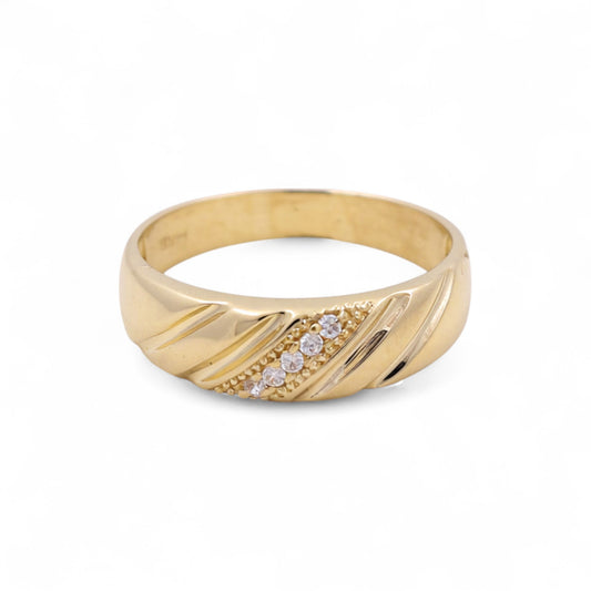 14K Yellow Gold Men’s Wedding Band / Stone: Cz / Size: 10.5 / Weight: 3.9 GR / DEEMWB4BS-11