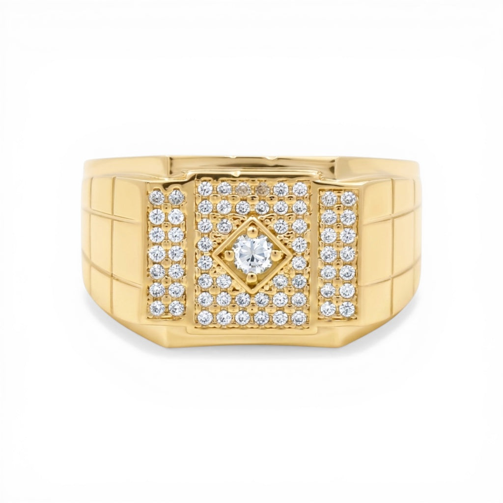 10K Yellow Gold Fashion Men's Ring with  Cz / Size :11 / Weight: 12.3 GR / CLBMR0FS-9