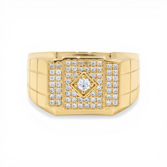10K Yellow Gold Fashion Men's Ring with  Cz / Size :11 / Weight: 12.3 GR / CLBMR0FS-9