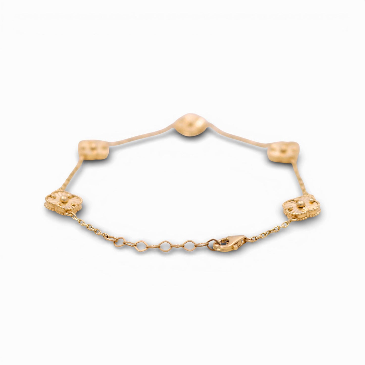 10K Yellow Gold Women's Bracelet with Five Clover / Size: 7" 9mm / Weight: 3.8 GR / DQWB0CLV-3