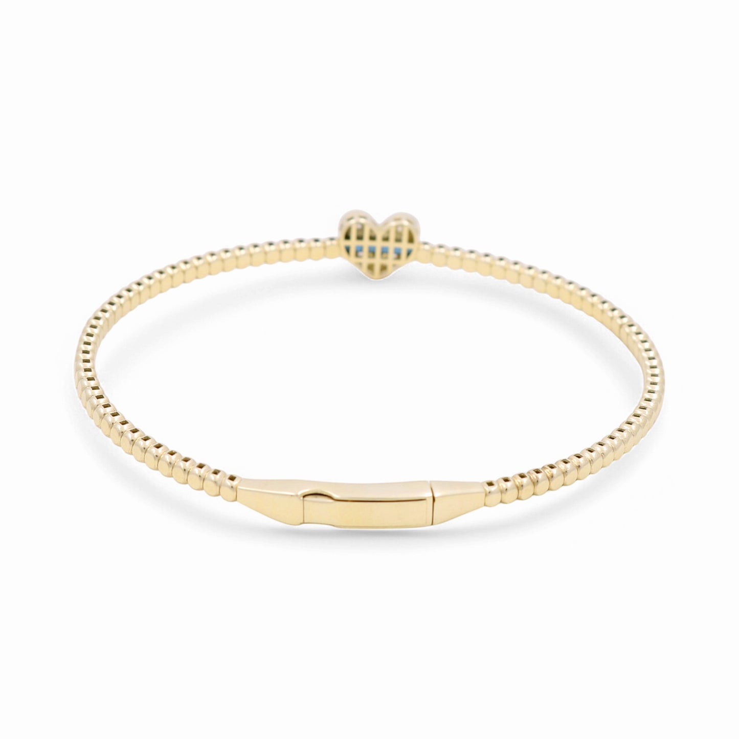 10K Yellow Gold Semisolid Fashion Women’s Bangle Bracelet with Heart and CZ / Weight: 7.1 GR / CPBB0FSHR