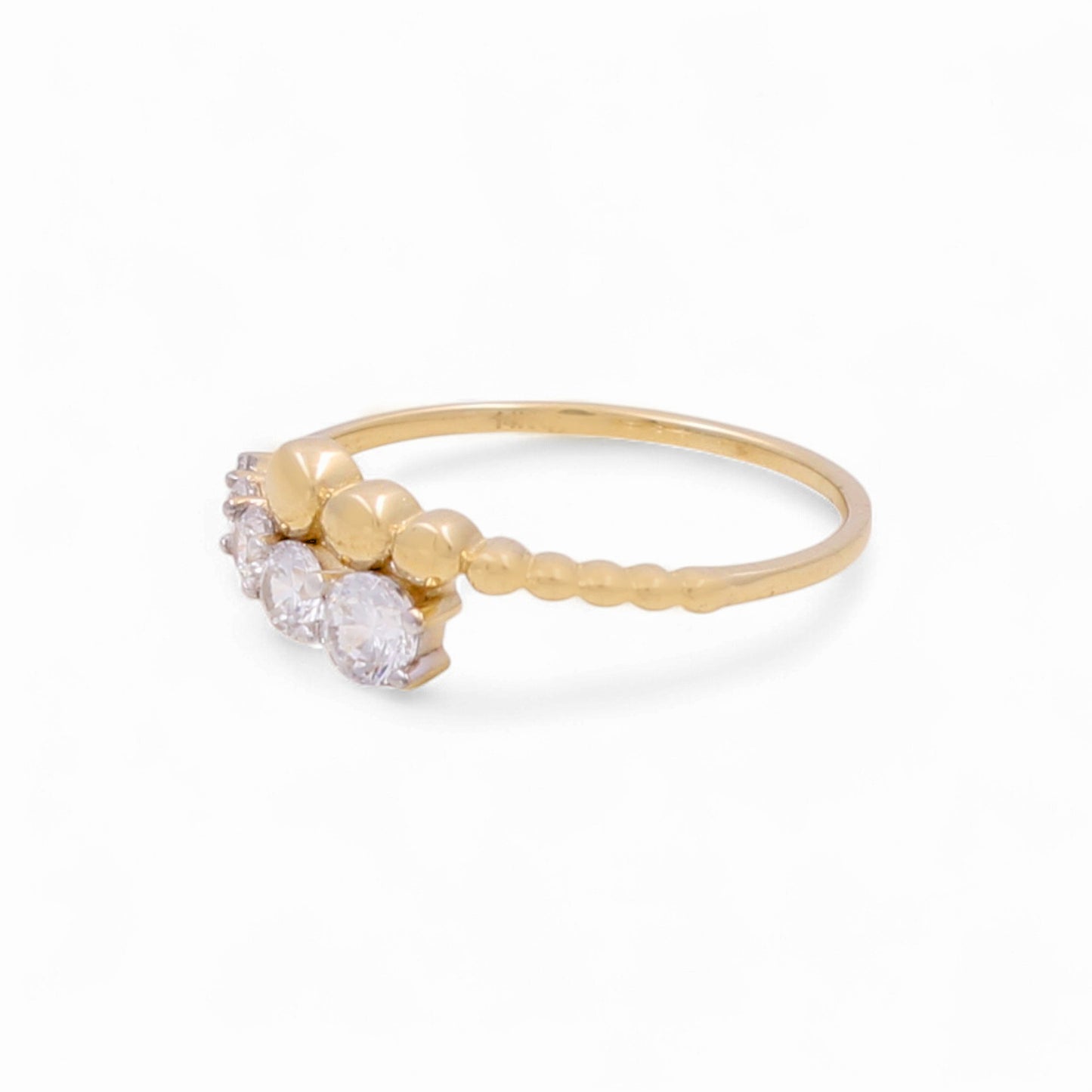 14K Yellow Gold Fashion Woman’s Ring / Stone: CZ / Size: 7 / Weight: 1.3 GR / KEEWR4FS-4