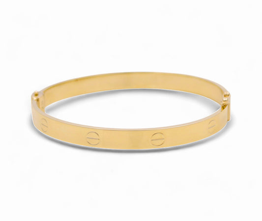 10K Yellow Gold Semisolid Fashion CT Bangle Bracelet / 6MM sz18 / Weight: 6.4 GR / CQBB0CT